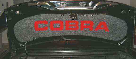 Click On Picture to Enlarge . 1994-1998 Ford Mustang Cobra. Sunk Plexi Painted Torch Red "COBRA" Letters.